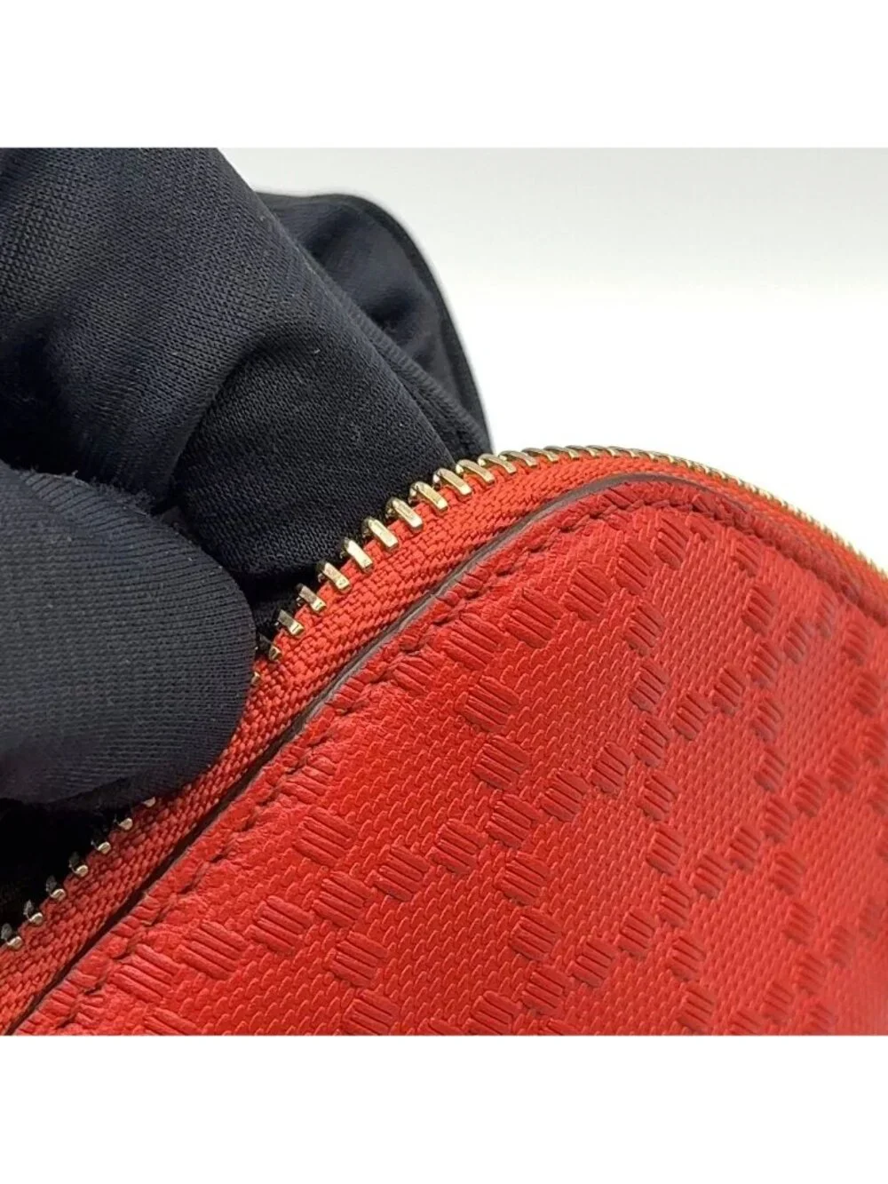 Gucci Diamante Leather Red Pouch Gold